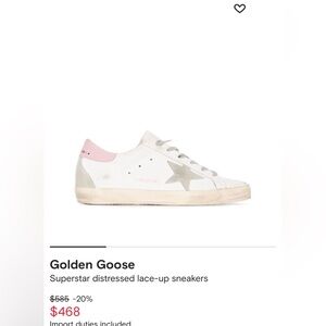 Authentic Golden Goose sneakers/ white with a pop of light pink in back.